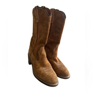 Vintage Wolverine Suede Western Boots Cowgirl Pull On Rodeo Shoes Size 7